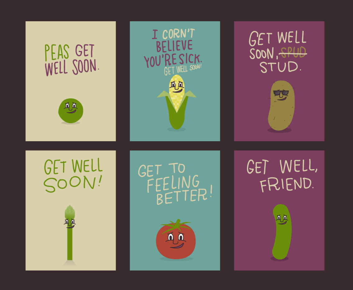 Vegetable Get Well Soon Cards Free Vector