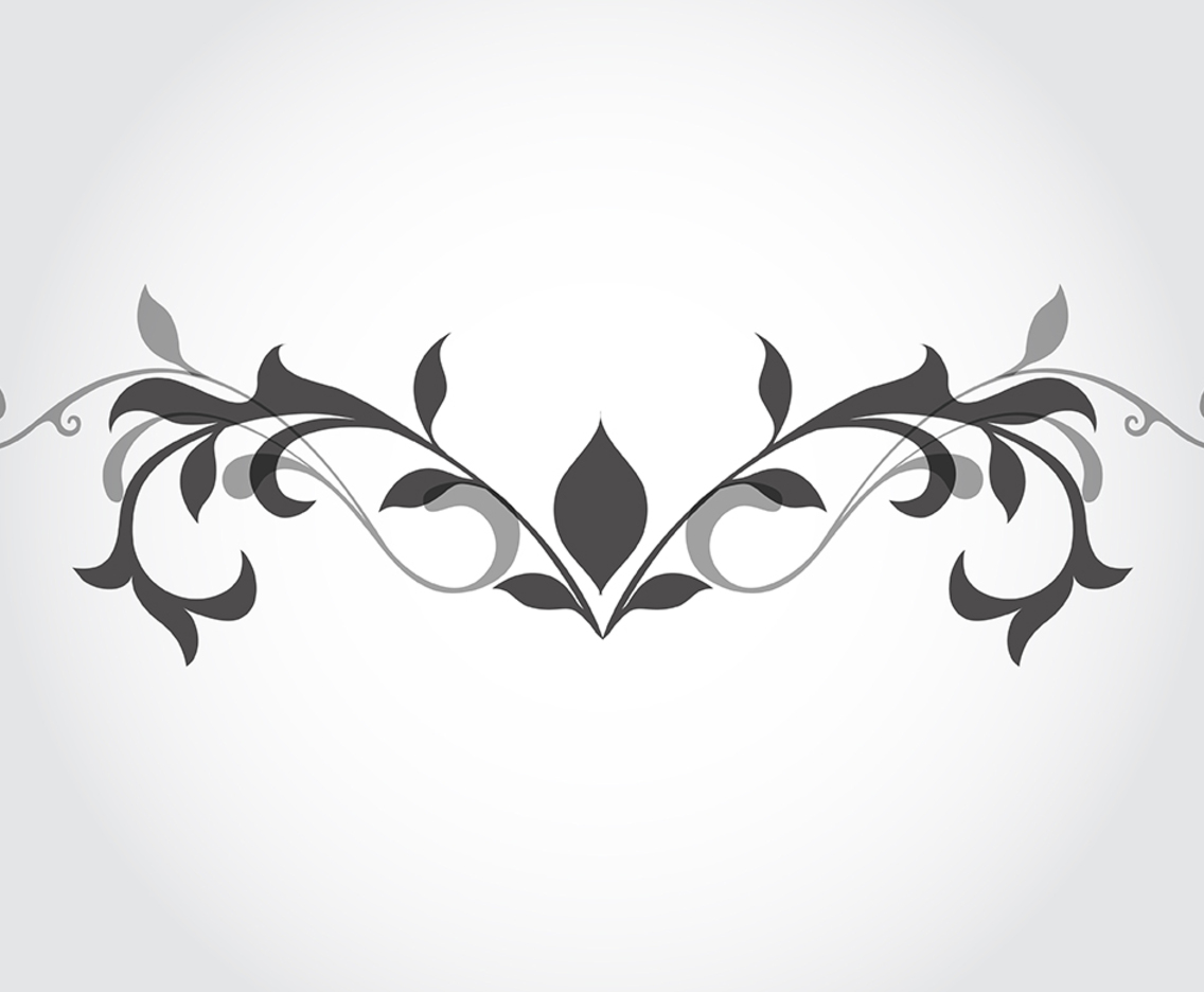 Black and white floral design element