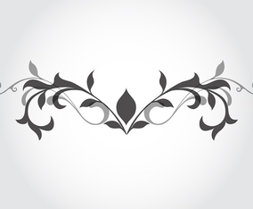 Black and white floral design element