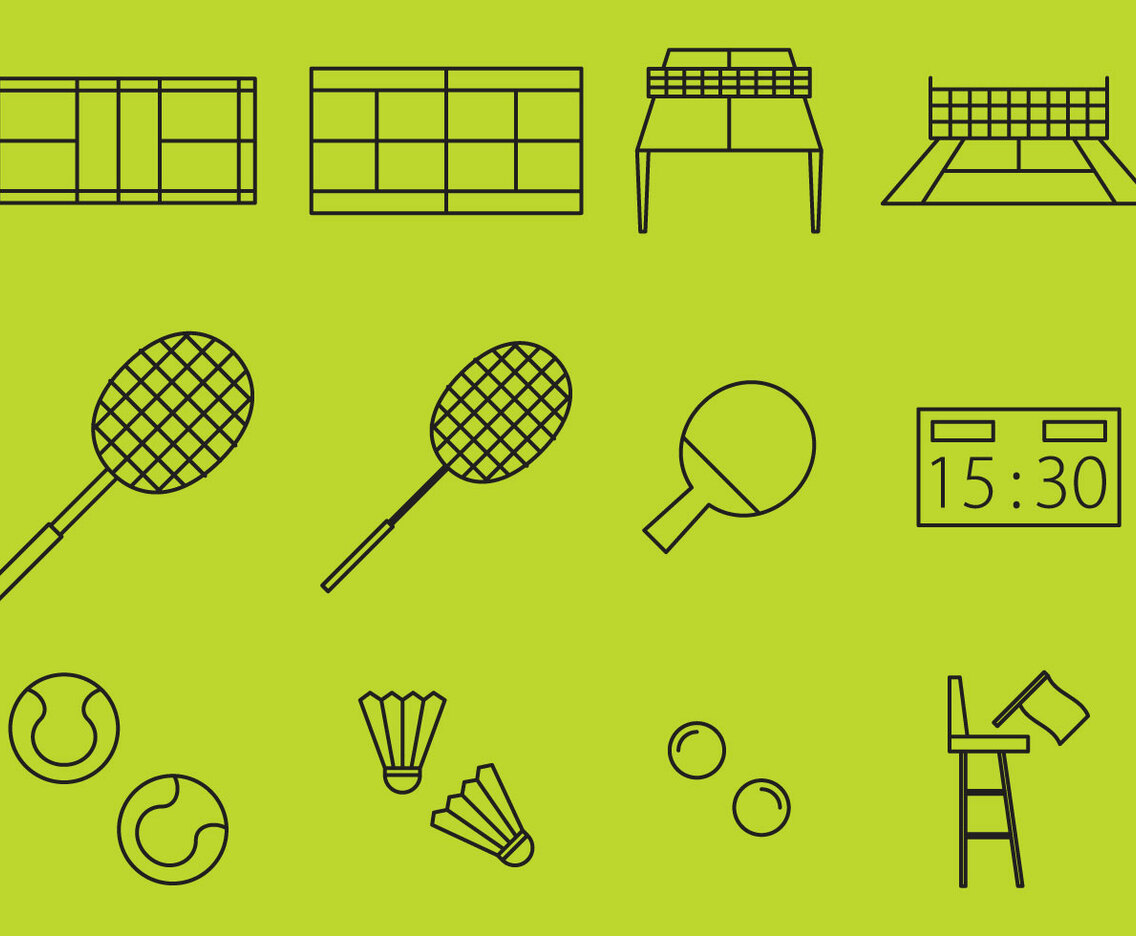 Racket Sport Line Icons