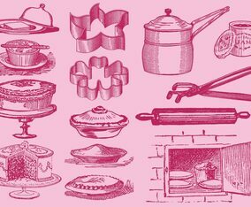 Vintage Desserts And Kitchen Tool Vectors