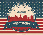 Retro Madison Wisconsin Skyline Illustration