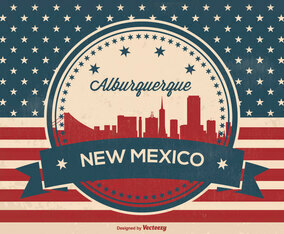 Retro Style Alburquerque New Mexico Skyline