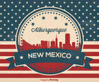 Retro Style Alburquerque New Mexico Skyline