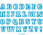Messy Blue Paint Stroke Style Alphabet