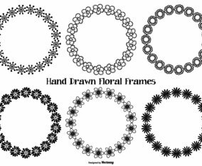 Hand Drawn Style Flower Frames