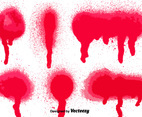 Set Of 6 Red Spray Paint Splatters