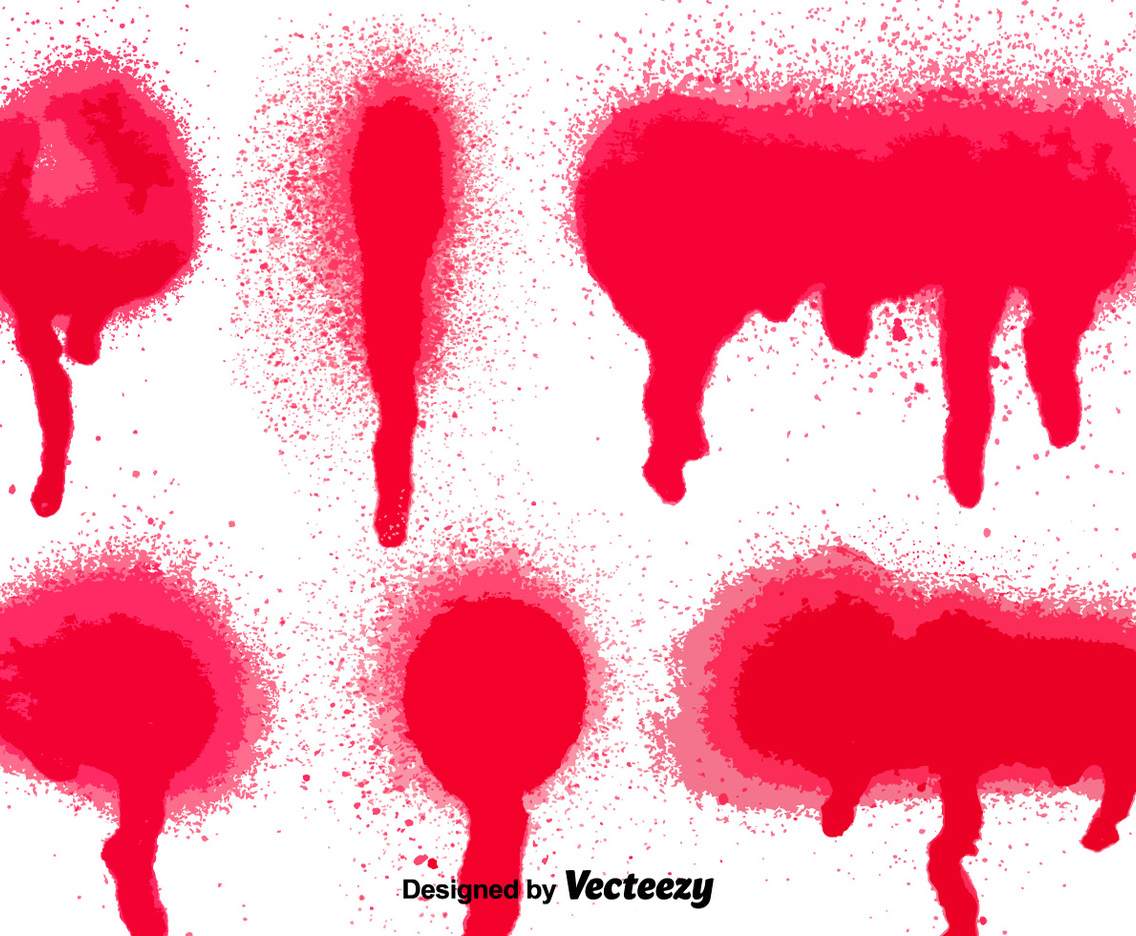 Set Of 6 Red Spray Paint Splatters