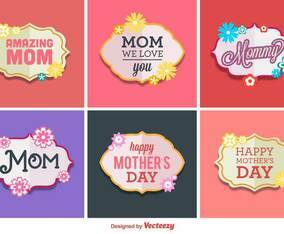Happy Mother's Day Vector Labels