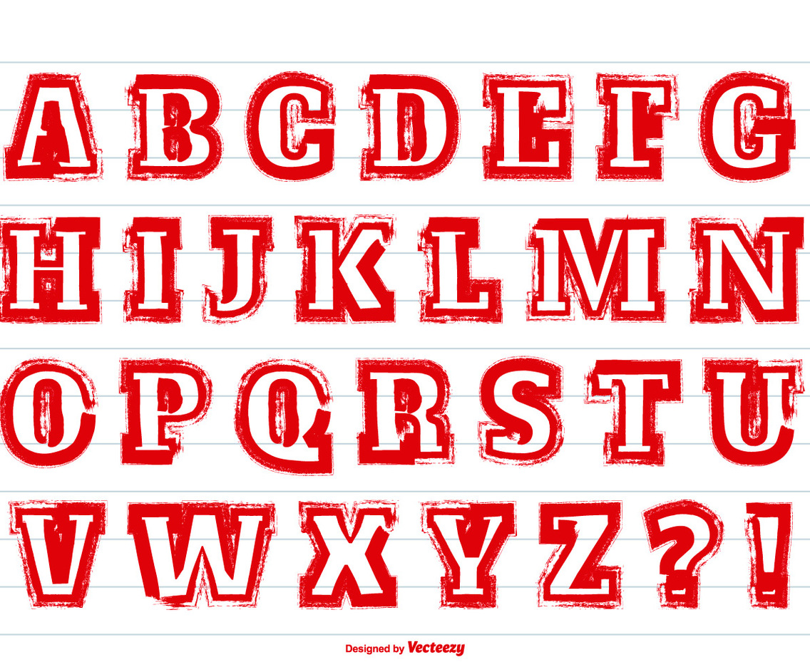 Messy Red Paint Alphabet Set