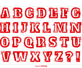 Messy Red Paint Alphabet Set