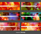 Abstract Vector Banners With Laves And Flowers Decoration