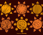 Set Of 6 Hand-drawn Vector Suns