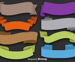 Set Of 8 Colorful Flat Ribbons