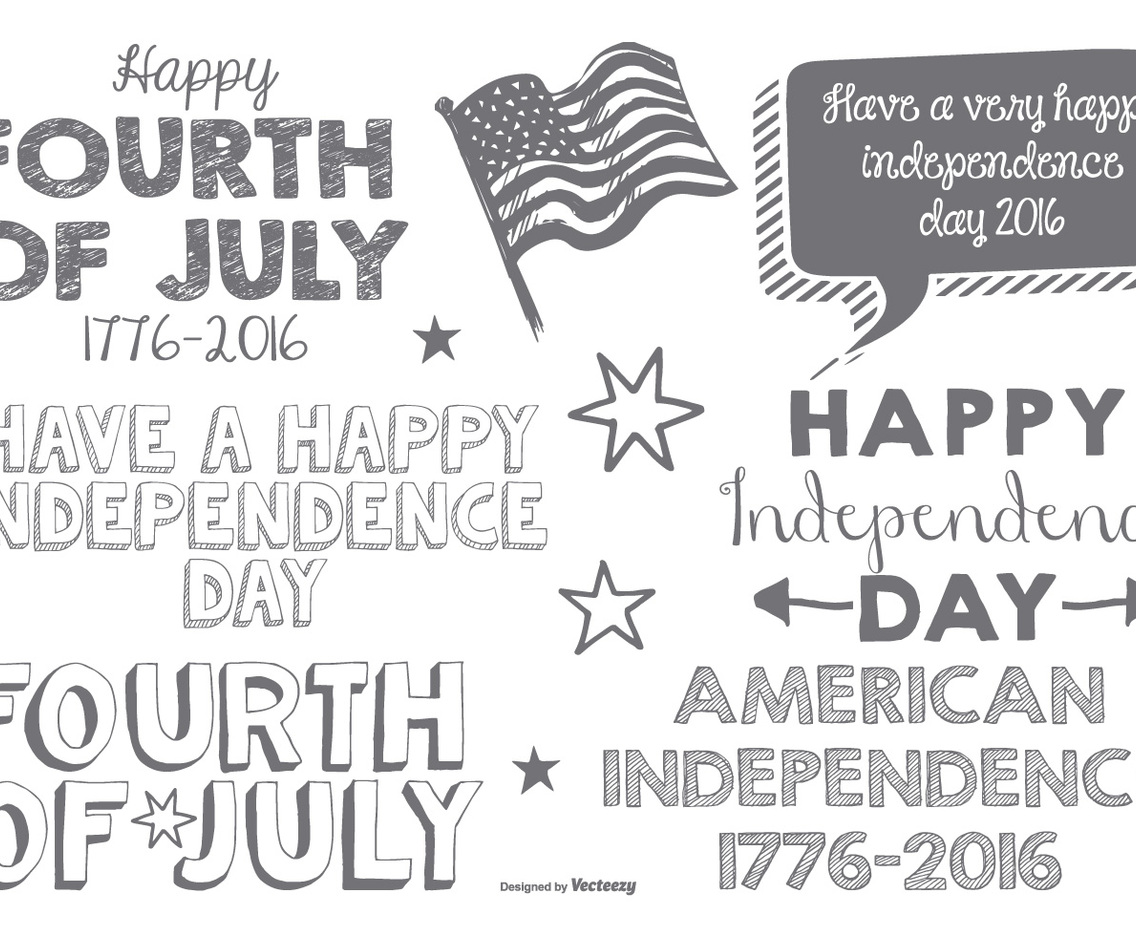 Cute Sketchy Fouth of July Typographic Labels