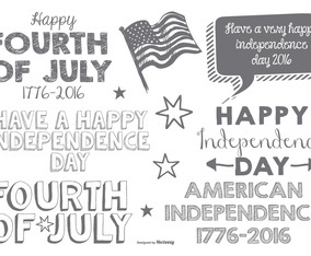 Cute Sketchy Fouth of July Typographic Labels