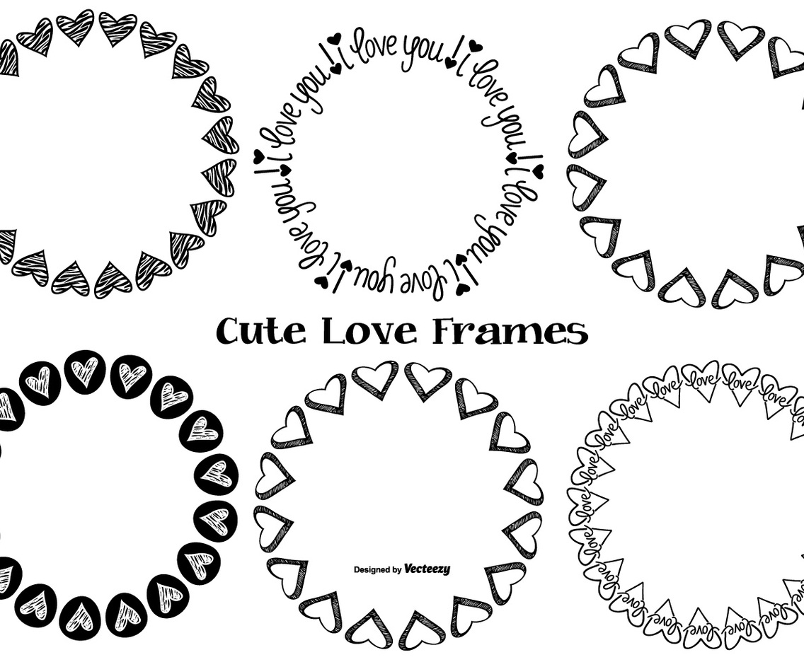 Cute Hand Drawn Love Frames
