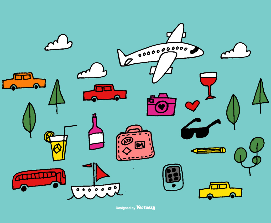 Hand Drawn Travel Vector Elements.