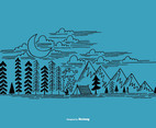 Hand Drawn Outdoor Camping Scene Vector