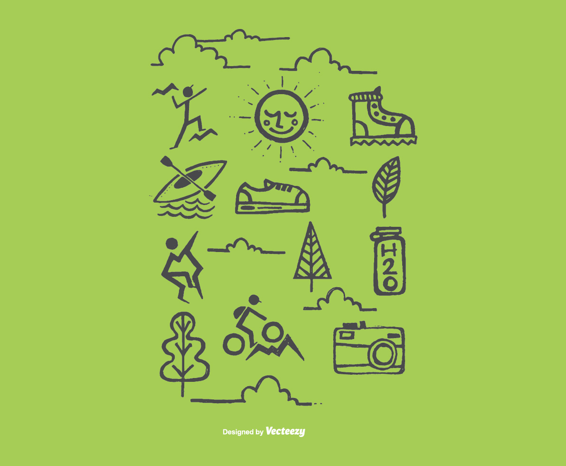 Hand Drawn Outdoor Recreation Icon Vectors