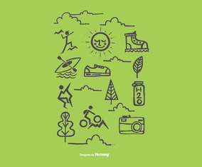 Hand Drawn Outdoor Recreation Icon Vectors
