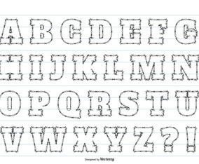 Cute Sketchy Style Alphabet Set