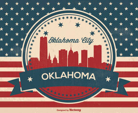 Oklahoma City Retro Skyline Illustration