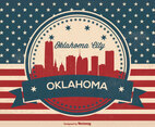 Oklahoma City Retro Skyline Illustration