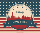 Albany New York Retro Skyline Illustration