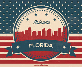 Retro Style Orlando Florida Skyline Illustration