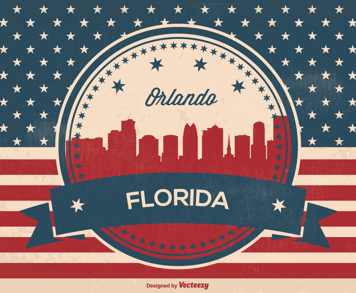 Retro Style Orlando Florida Skyline Illustration