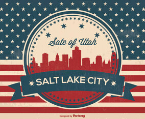 Retro Salt Lake City Skyline Illustration