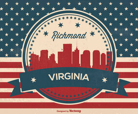 Richmond Virginia Retro Skyline Illustration