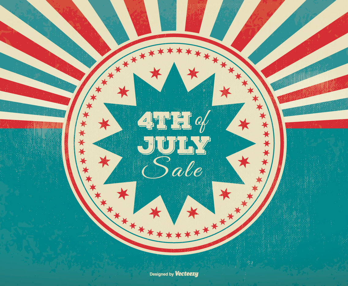 Retro Sunburst Style 4th of July Sale Illustration