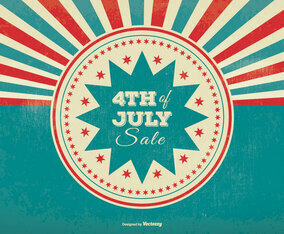 Retro Sunburst Style 4th of July Sale Illustration