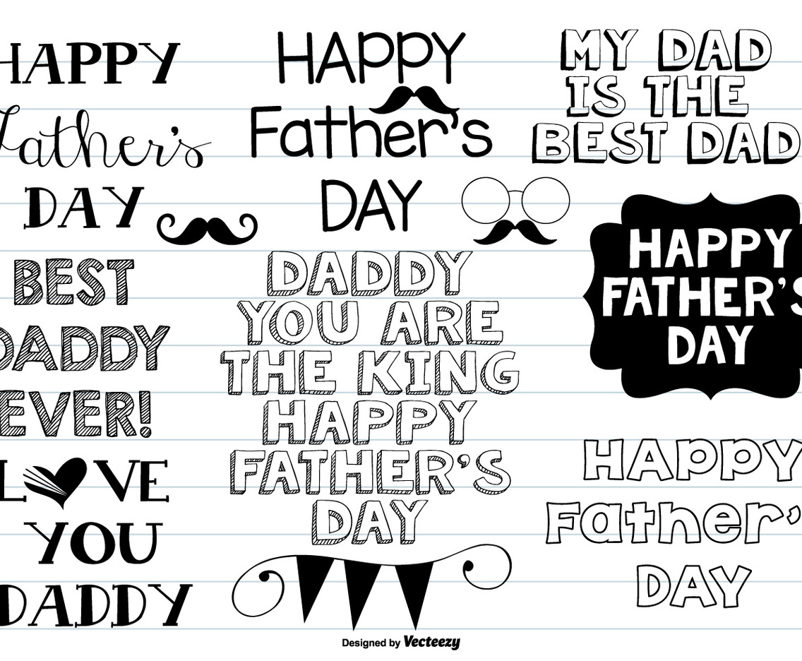 Cute Father's Day Hand Drawn Doodle Set
