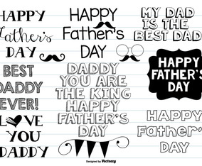 Cute Father's Day Hand Drawn Doodle Set