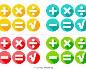 Vector Colorful Math Symbols Buttons Set