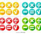 Vector Colorful Math Symbols Buttons Set