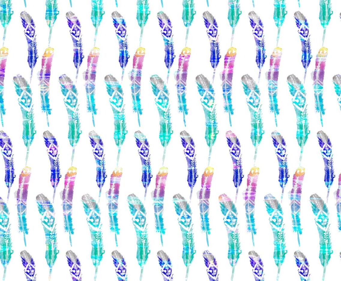 Free Vector Bright Watercolor Bohemian Feather Pattern