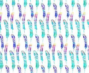 Free Vector Bright Watercolor Bohemian Feather Pattern
