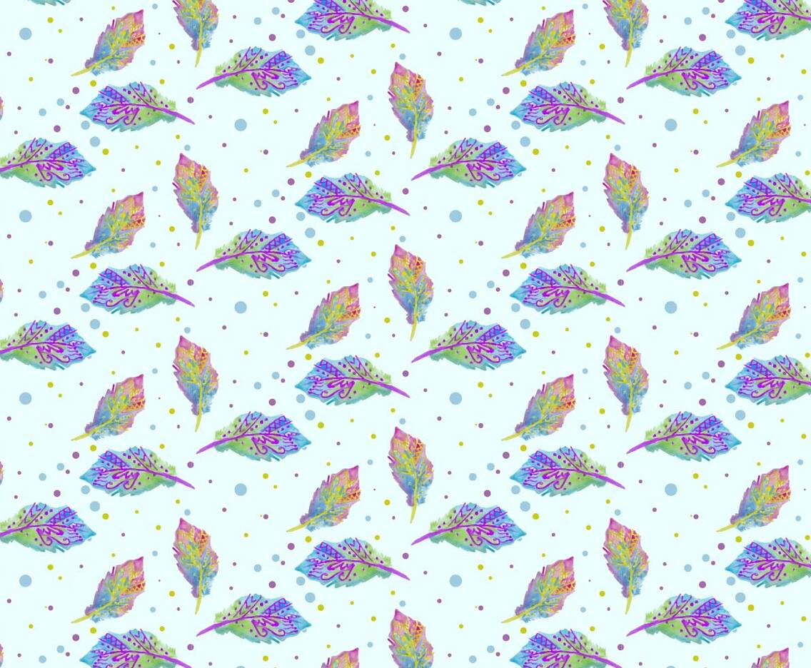 Free Vector Watercolor Bohemian Feather Pattern