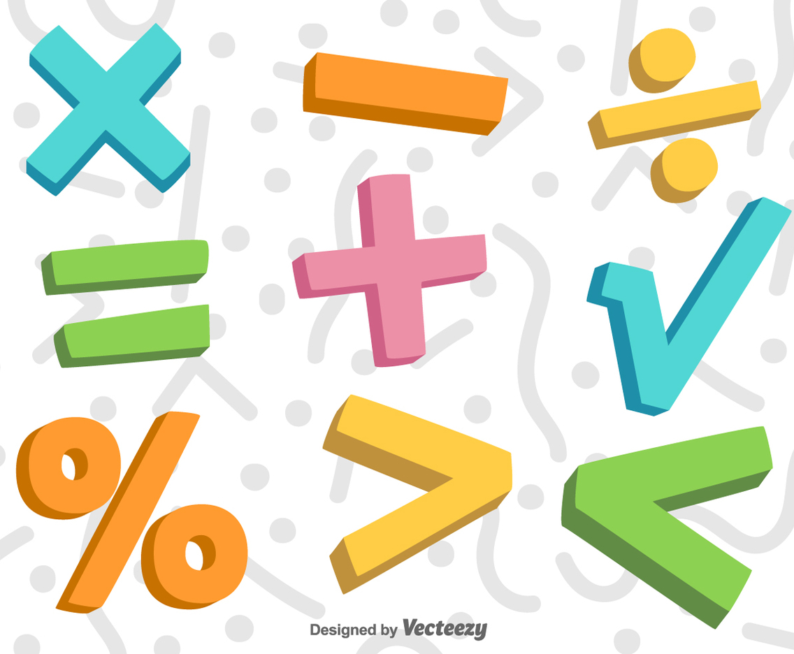 Vector 3D Colorful Math Symbols