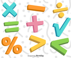 Vector 3D Colorful Math Symbols
