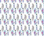 Free Vector Watercolor Bohemian Feather Pattern