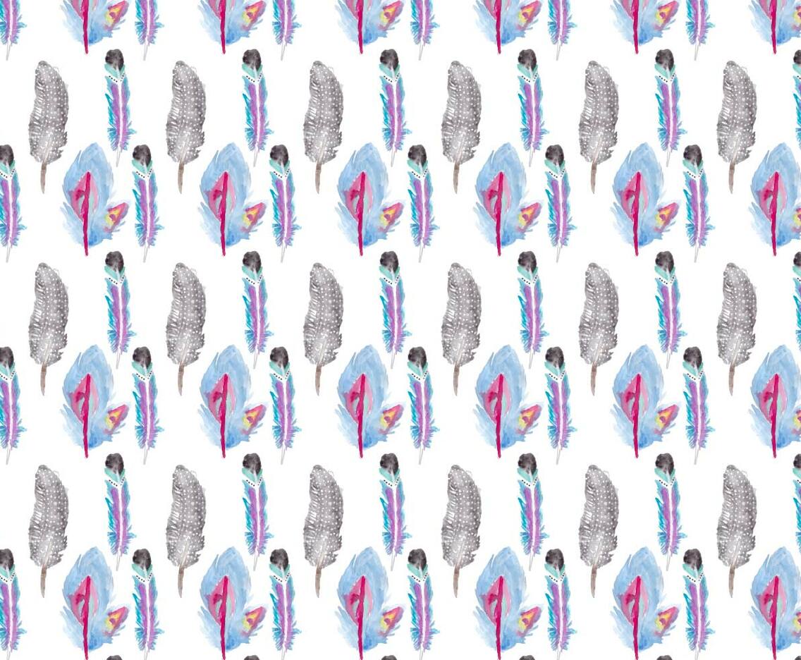 Free Vector Watercolor Bohemian Feather Pattern