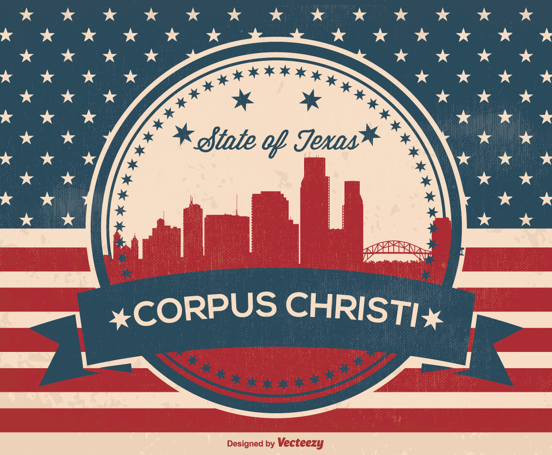 Corpus Christi Retro Skyline Illsutration
