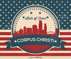 Corpus Christi Retro Skyline Illsutration