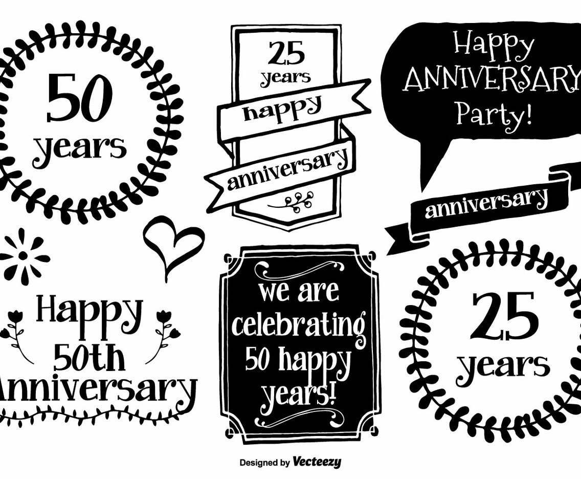 Hand Drawn Anniversary Labels
