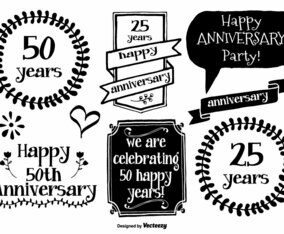 Hand Drawn Anniversary Labels